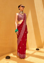 Monjolika Fashion Hot Pink Party Georgette Printed Contemporary Saree | Grocsy