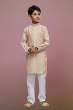 Raivat Ethnic Cotton Thread Work Kids Kurta Pajama In Beige Colour | Grocsy