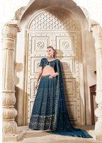 Monjolika Fashion Dark Teal Embroidered And SequinsWork Georgette Designer Lehenga Choli | Grocsy