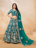 Monjolika Fashion Embroidered Art Silk Trendy Lehenga Choli In Turquoise | Grocsy