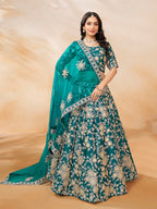 Monjolika Fashion Embroidered Art Silk Trendy Lehenga Choli In Turquoise | Grocsy