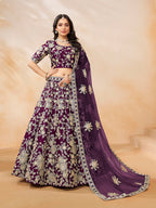 Monjolika Fashion Embroidered Art Silk Purple Lehenga Choli | Grocsy