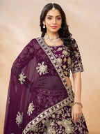 Monjolika Fashion Embroidered Art Silk Purple Lehenga Choli | Grocsy