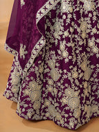 Monjolika Fashion Embroidered Art Silk Purple Lehenga Choli | Grocsy