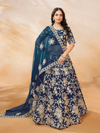 Monjolika Fashion Embroidered Art Silk Navy Blue Designer Lehenga Choli | Grocsy