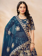 Monjolika Fashion Embroidered Art Silk Navy Blue Designer Lehenga Choli | Grocsy