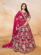 Monjolika Fashion Art Silk Embroidered Rani Pink Trendy Lehenga Choli | Grocsy