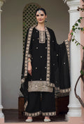 Monjolika Fashion Georgette Embroidered Black Salwar Kameez | Grocsy