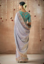 Monjolika Fashion Organza Silk Embroidered Contemporary Style Saree In Light Grey | Grocsy