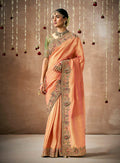 Monjolika Fashion Orange Colour Organza Silk Embroidered Designer Saree | Grocsy