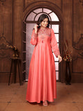 Monjolika Fashion Light Pink Triva Silk Embroidered Wedding Wear Gown | Grocsy