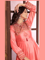 Monjolika Fashion Light Pink Triva Silk Embroidered Wedding Wear Gown | Grocsy