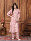 Monjolika Fashion Light Pink Premium Rayon Floral Printed Long Kurta And Pant Set | Grocsy