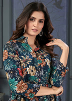 Monjolika Fashion Dark Teal Rayon Printed Casual Wear Co Ord Set | Grocsy
