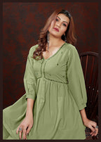 Monjolika Fashion Olive Maaza Cotton With Hand Work Trendy Co Ord Set | Grocsy
