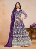 Monjolika Fashion Purple Color Embroidered Santoon Net Salwar Suit | Grocsy