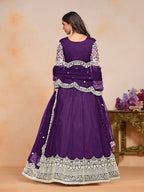 Monjolika Fashion Purple Color Embroidered Santoon Net Salwar Suit | Grocsy