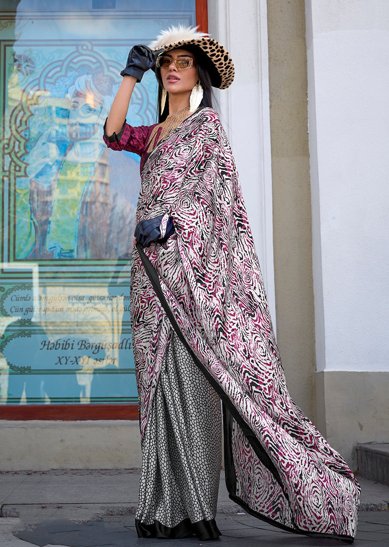Monjolika Fashion Printed Satin Multi Colour Classic Saree | Grocsy