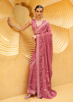 Monjolika Fashion Printed Georgette Classic Saree In Pink | Grocsy