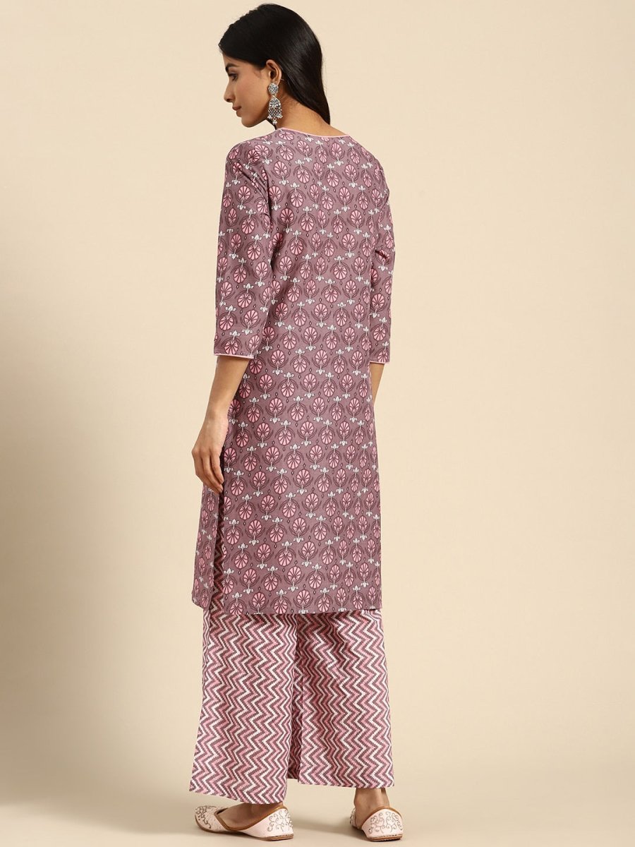 All About You Ethnic Motifs Printed Kurta with Palazzos | Grocsy