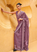 Monjolika Fashion Printed Georgette Classic Saree In Purple | Grocsy