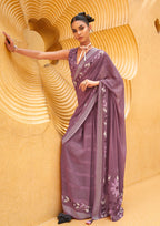 Monjolika Fashion Printed Georgette Classic Saree In Purple | Grocsy