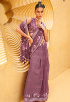 Monjolika Fashion Printed Georgette Classic Saree In Purple | Grocsy