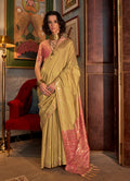 Monjolika Fashion Tussar Silk Weaving Golden Traditional Saree | Grocsy