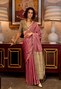 Monjolika Fashion Tussar Silk Weaving Onion Pink Traditional Saree | Grocsy