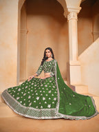Monjolika Fashion Embroidered Art Silk Green Designer Lehenga Choli | Grocsy