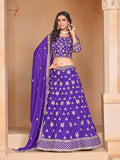 Monjolika Fashion Embroidered Art Silk Violet Designer Lehenga Choli | Grocsy