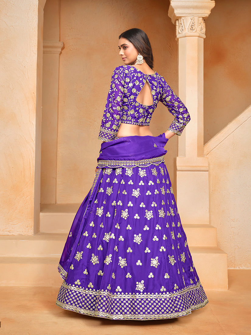 Monjolika Fashion Embroidered Art Silk Violet Designer Lehenga Choli | Grocsy