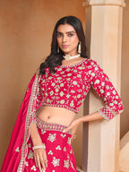 Monjolika Fashion Embroidered Art Silk Rani Pink Designer Lehenga Choli | Grocsy
