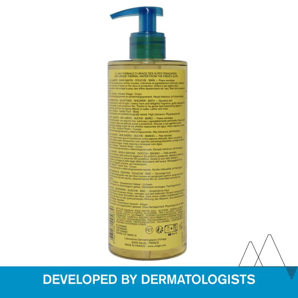 Uriage Cleansing Oil with 25% Glycerin Dermat Recommended Gently Cleanses & Moisturizes Face & Body | Grocsy