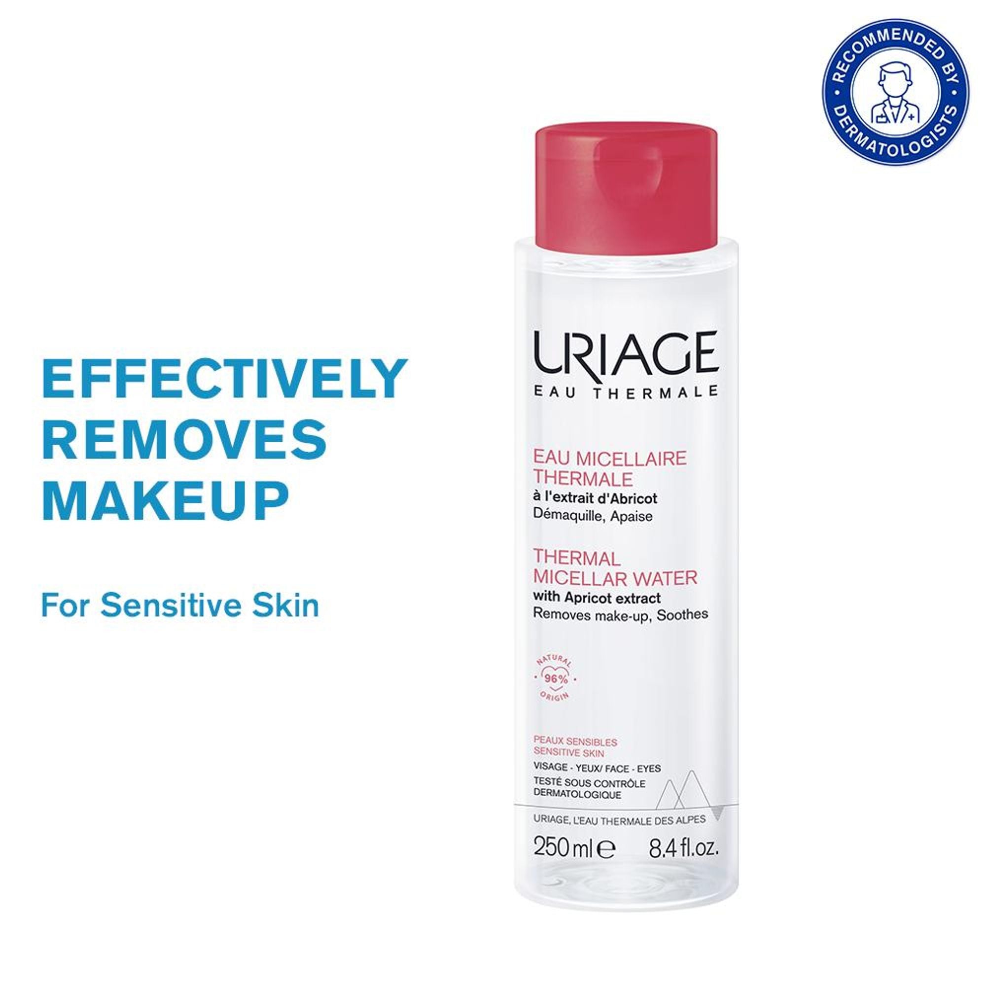 Uriage Thermal Micellar Water for Sensitive Skin Removes Makeup from Face & Eyes Dermat Recommended | Grocsy