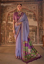 Monjolika Fashion Lavender Printed Viscose Silk Designer Traditional Saree | Grocsy