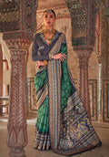 Monjolika Fashion Green Printed Viscose Silk Designer Traditional Saree | Grocsy