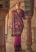 Monjolika Fashion Dark Pink Printed Viscose Silk Designer Traditional Saree | Grocsy