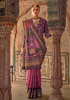 Monjolika Fashion Dark Pink Printed Viscose Silk Designer Traditional Saree | Grocsy