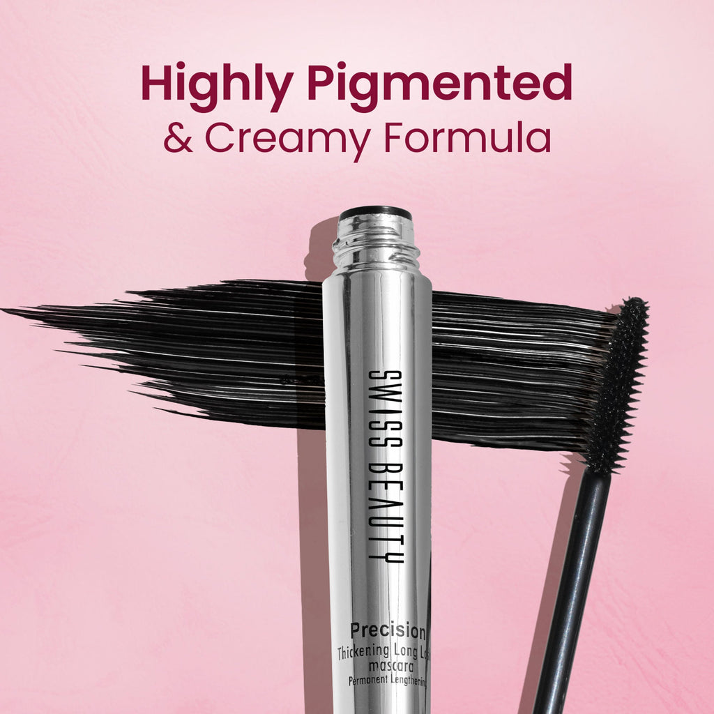 Swiss Beauty Precision Thickening Long Lash Mascara ,Waterproof , Smudge-Proof - Black | Grocsy