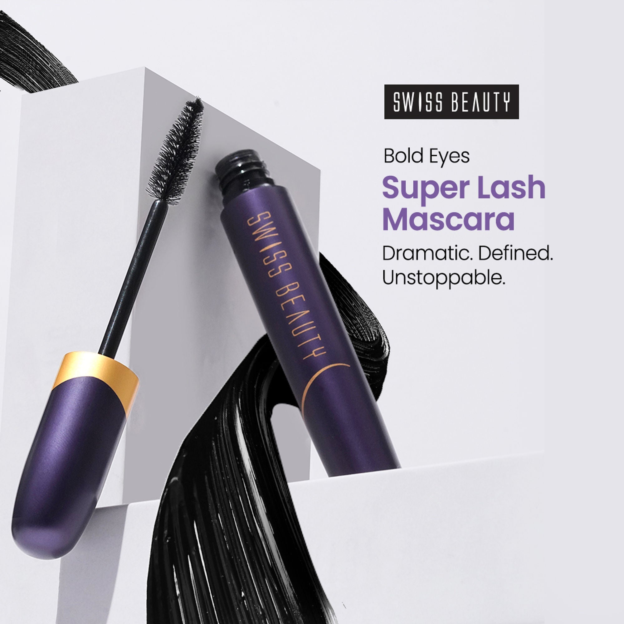 Swiss Beauty Bold Eyes Super Lash Mascara Waterproof - Black | Grocsy
