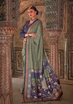 Monjolika Fashion Green Printed Viscose Silk Designer Traditional Saree | Grocsy