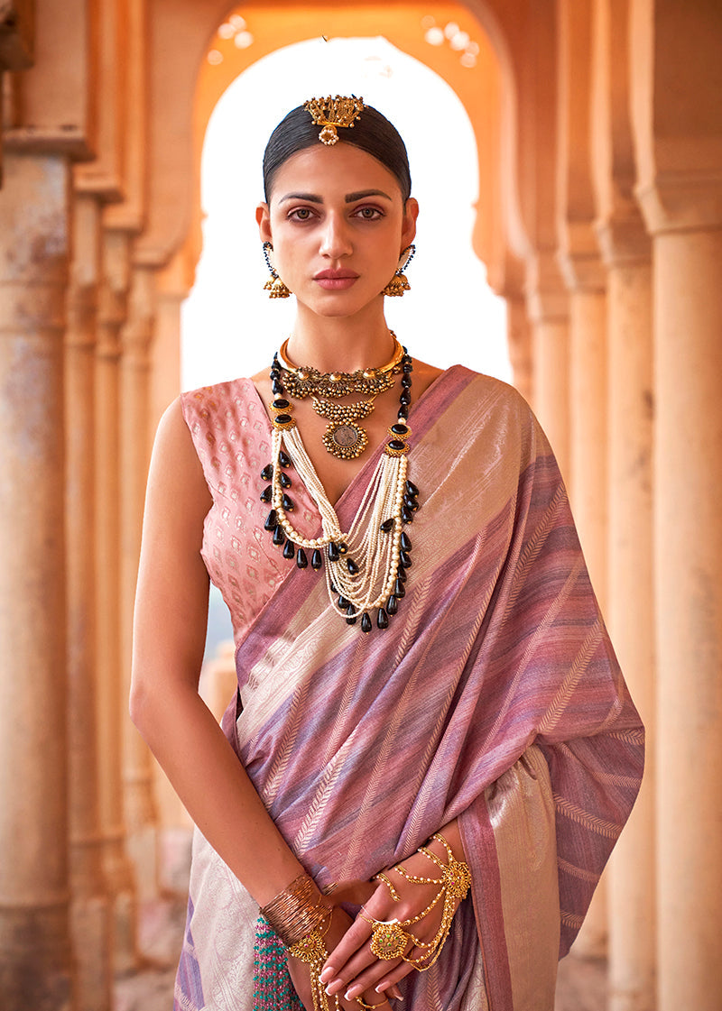 Monjolika Fashion Viscose Lilac Foil Print Contemporary Saree | Grocsy
