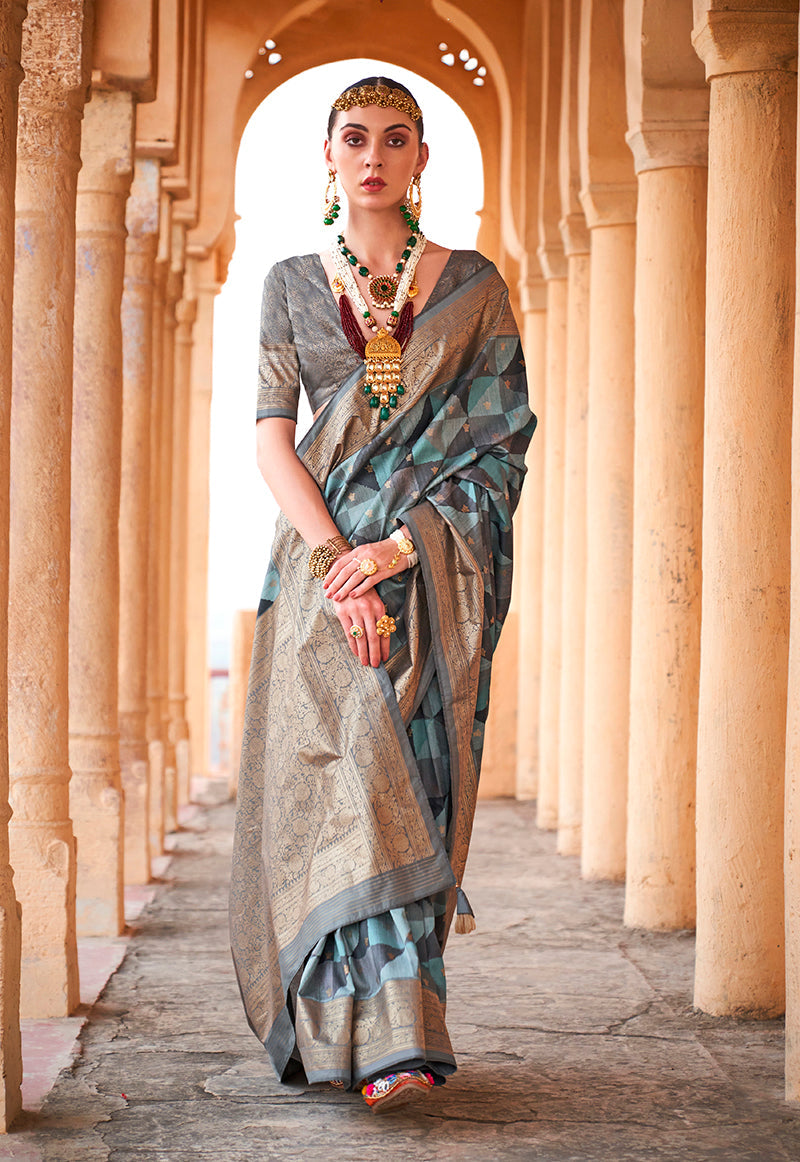 Monjolika Fashion Viscose Multi Colour Foil Print Contemporary Saree | Grocsy