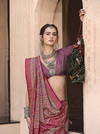 Monjolika Fashion Silk Patola Print Maroon Traditional Saree | Grocsy