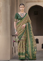 Monjolika Fashion Silk Patola Print Multi Colour Traditional Saree | Grocsy