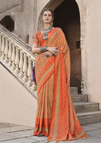 Monjolika Fashion Silk Patola Print Orange Traditional Saree | Grocsy