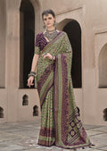 Monjolika Fashion Silk Patola Print Green Traditional Saree | Grocsy