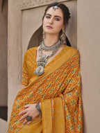 Monjolika Fashion Silk Patola Print Amber Traditional Saree | Grocsy