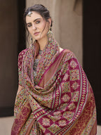 Monjolika Fashion Silk Patola Print Rani Pink Traditional Saree | Grocsy